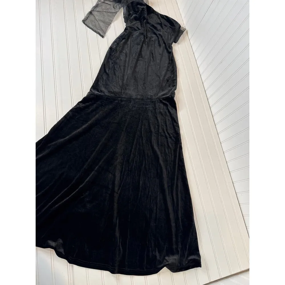 NWOT Lulus Mesmerizing Elegance Black Velvet Strapless Backless Maxi Dress Sz M - Image 2