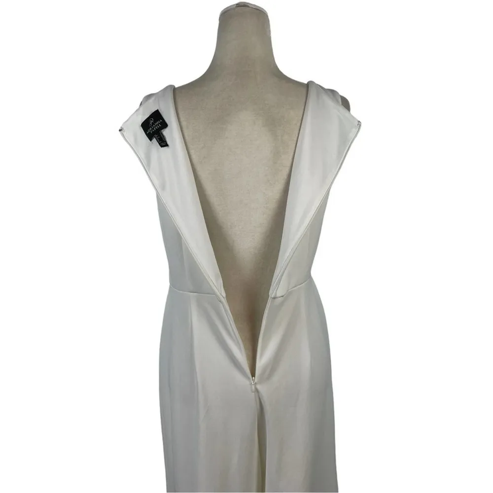 Adrianna Papell Women's Size 8 White Knit Crepe Jumpsuit Special Occasion Dress - Image 9
