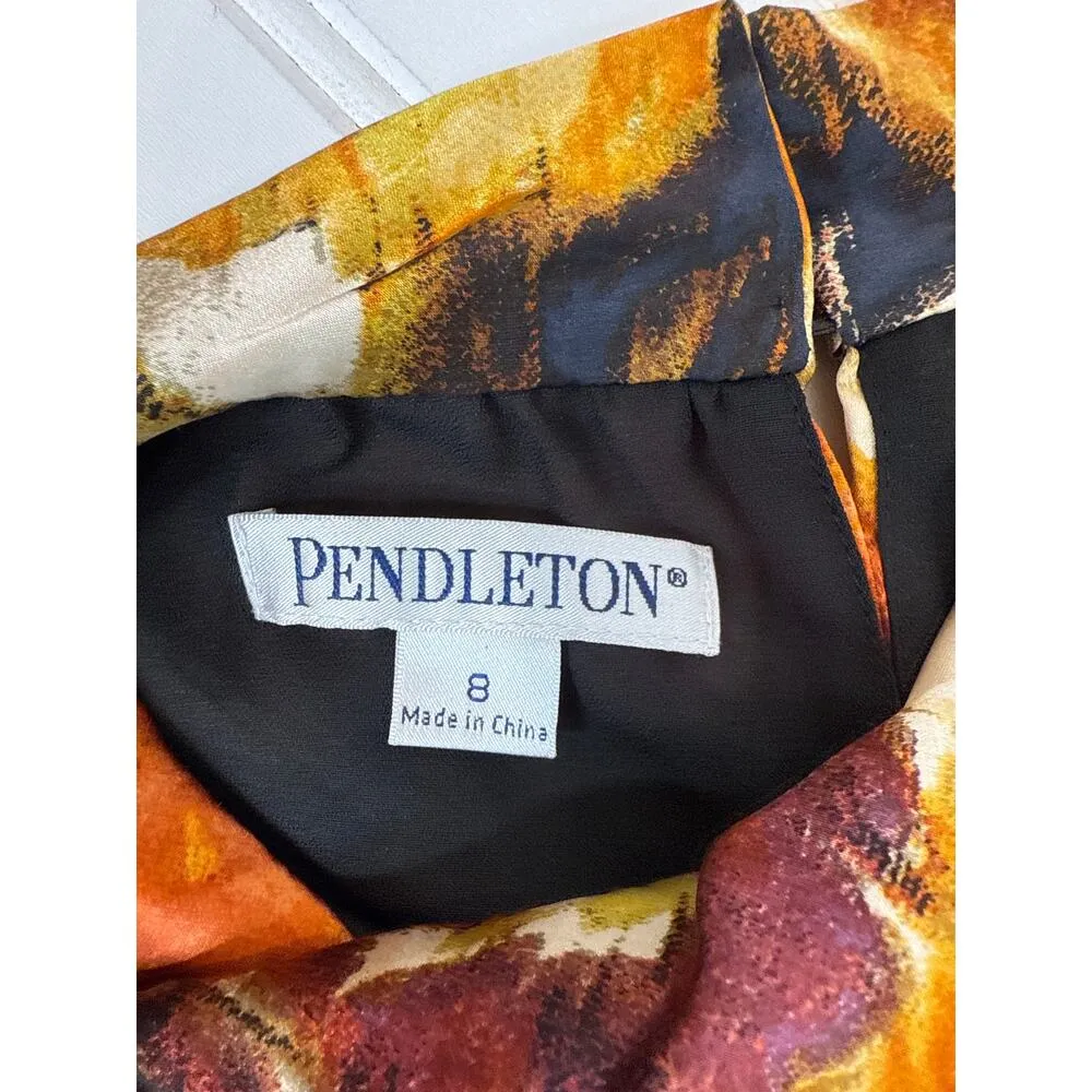 Pendleton Silk Dress Floral Sheath Midi Cocktail Party Wedding Sleeveless Sz 8 - Image 5