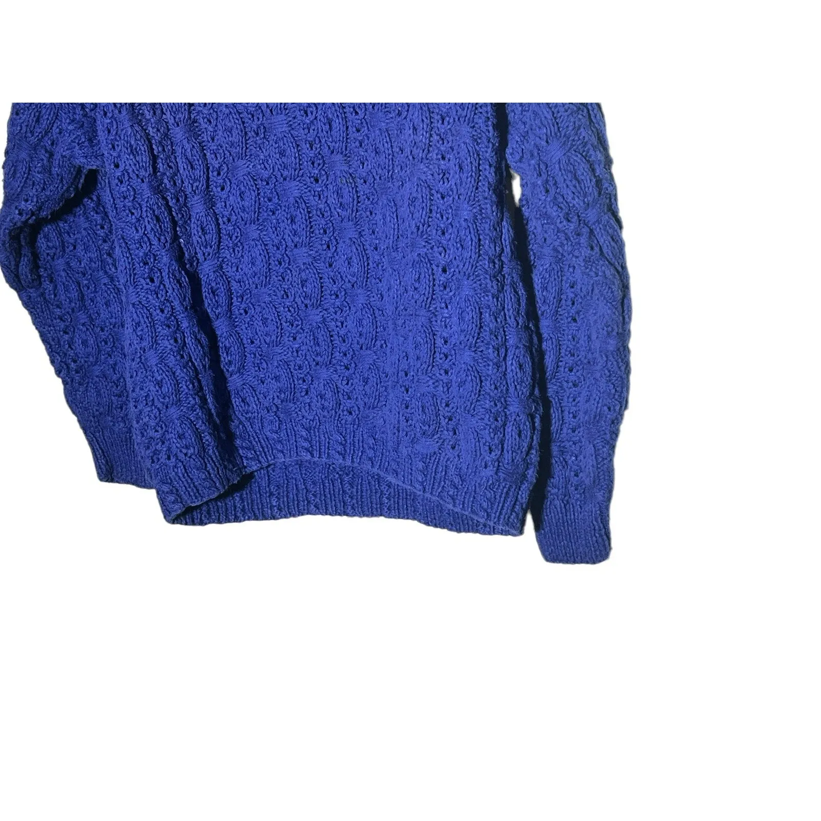 Cape Isle Knitters Womens Blue Cable Knit Sweater Medium Hand Knit Cold Weather - Image 2