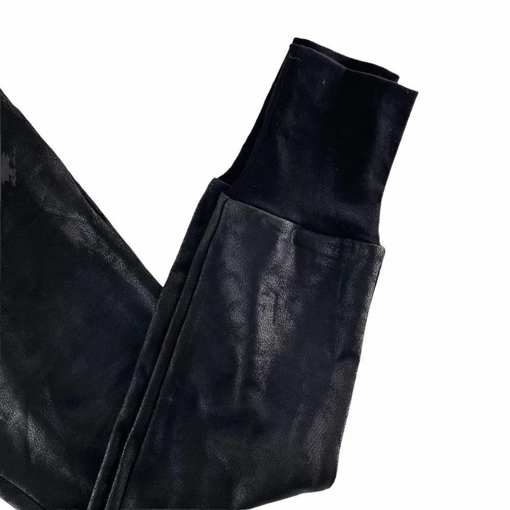 2/$30 Dance & Marvel Black Faux Leather Skinny Joggers Moto Pants M - Image 8