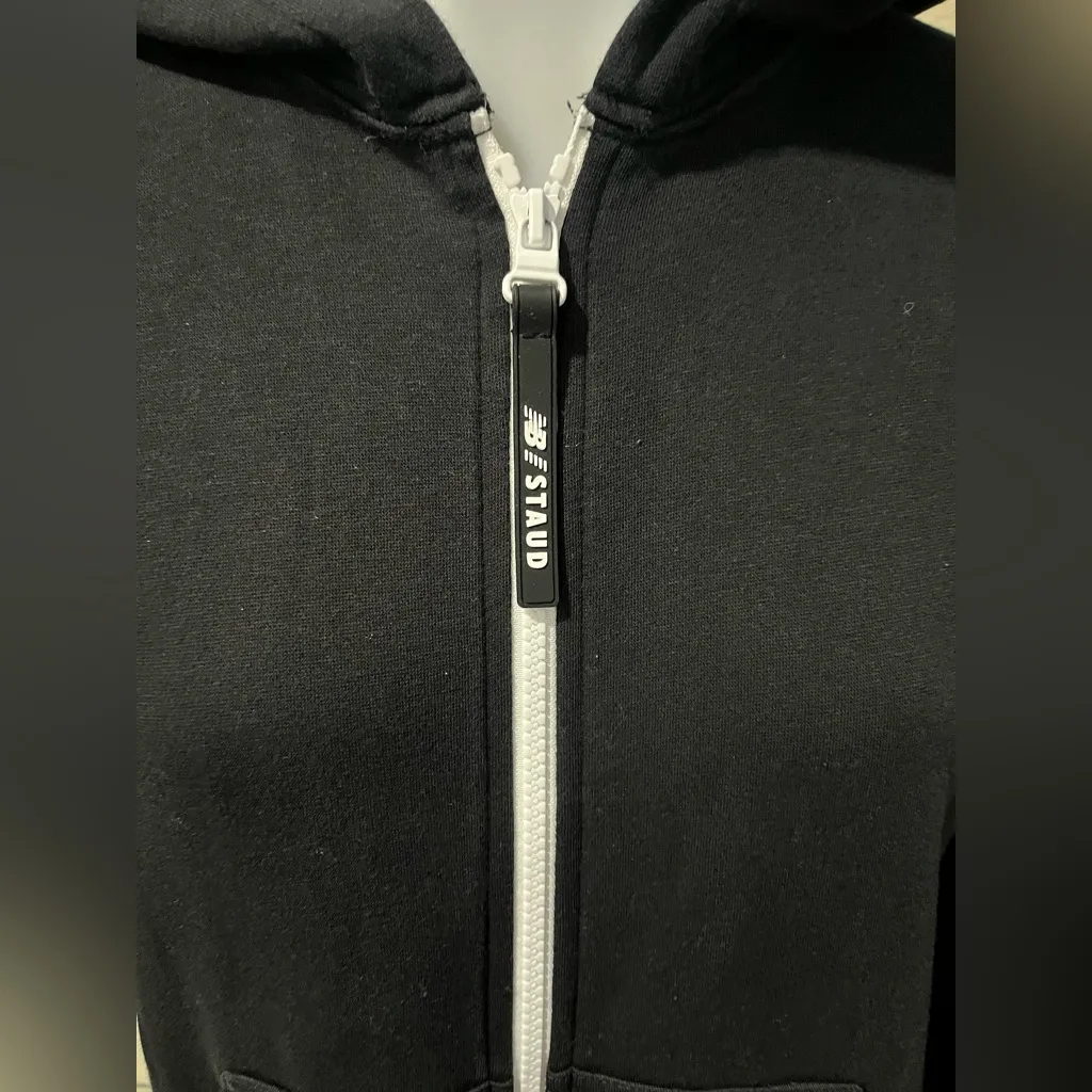 New Balance X STAUD Maxi Dress Black Hooded Longline Zip-Up Size XS - Image 3