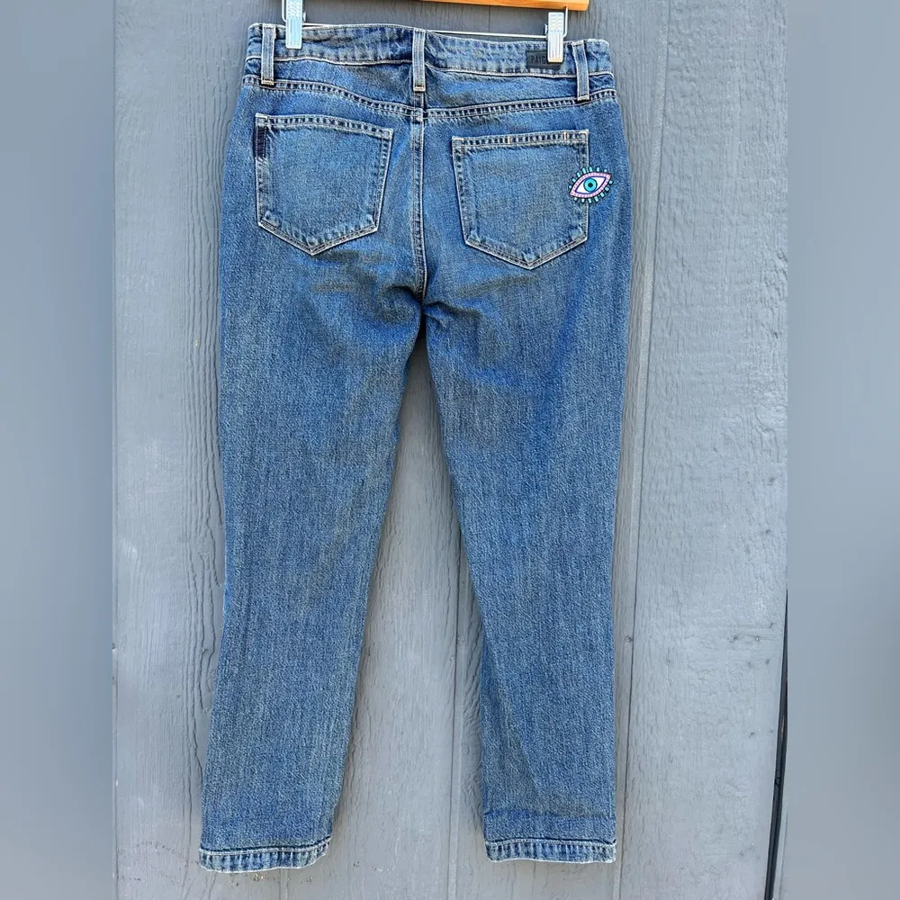 Paige Jimmy Jimmy Ankle Boyfriend Eye Embroidered Jeans Size 27 - Image 10
