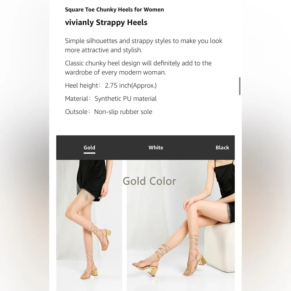 vivianly Women's Lace Up Chunky Heel Strappy Straps Ankle Wrap Heel 7.5 like new - Image 5