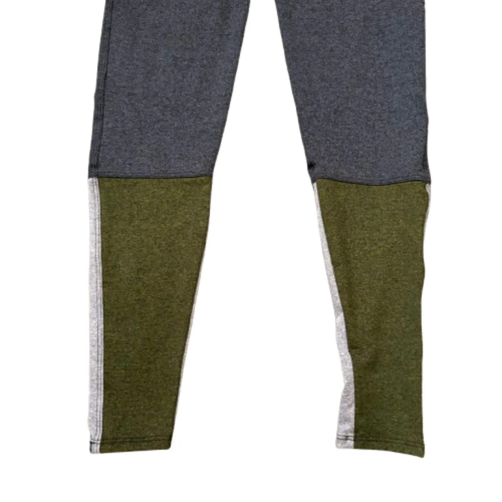 Onzie Colorblock Athletic Leggings Gray Olive Stretch Activewear Size XS‎ - Image 3