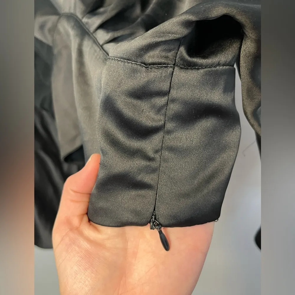 Zara V-Neck Cropped Tie Back Oversized Sleeve Statement Top Sz S - Image 3