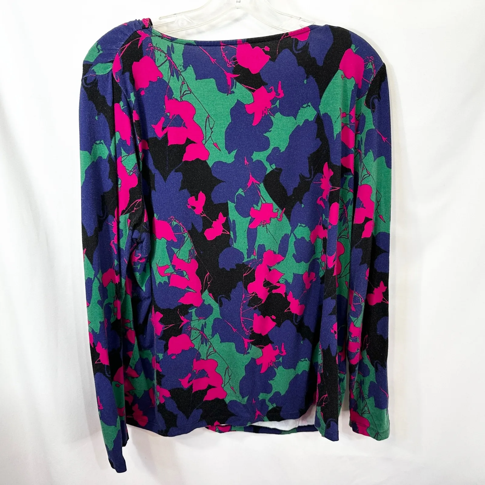 Talbots Plus Size 1X Top‎ Floral Long Sleeve Cotton Stretch Knit Mature 1724 - Image 2