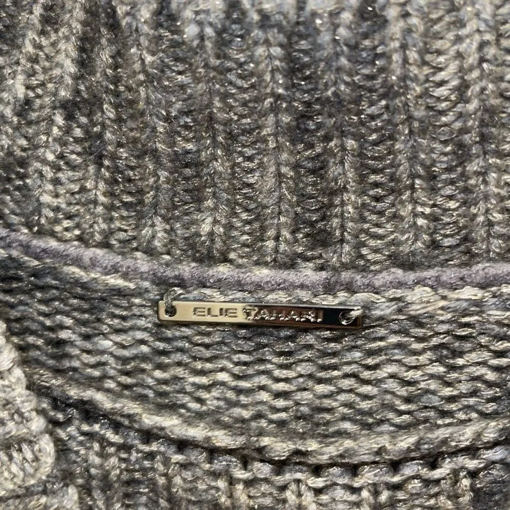 Elie Tahari Womens Mock‎ Neck Metallic Speckle Sweater Charcoal Gray Size Small - Image 6