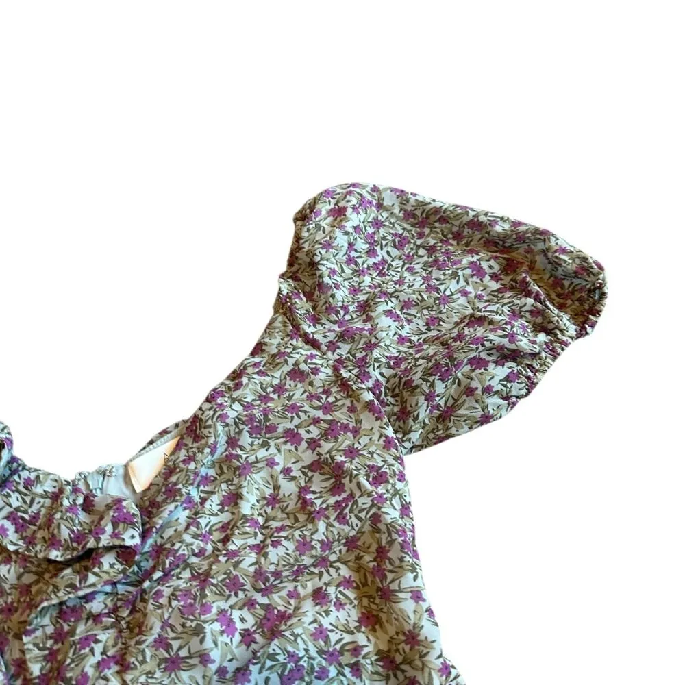 ASTR The Label Blue Purple Shirred Mini Dress Ruffle Flowy Size Small Women's - Image 2