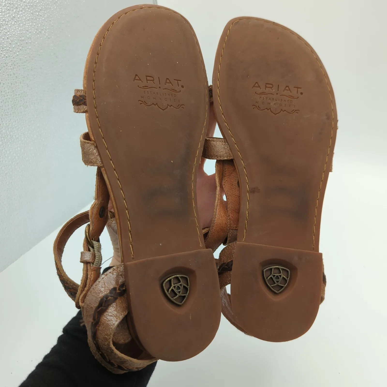 Ariat Women Brown Leather Gladiator Strappy Sandals Flat Size 11B Western Casual - Image 7