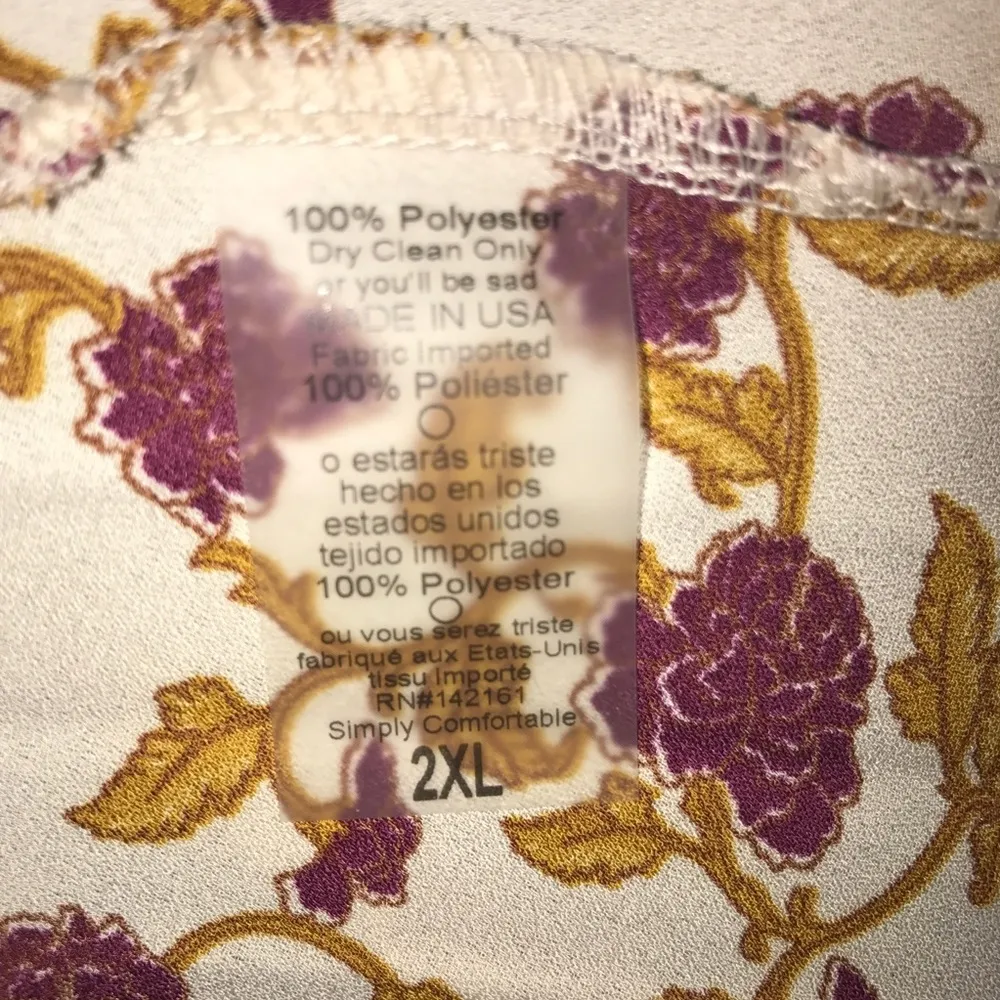 LuLaRoe Jill Skirt Pleated Cream w/Maroon & Gold Florals Sz 2X NWT Elastic Waist - Image 5