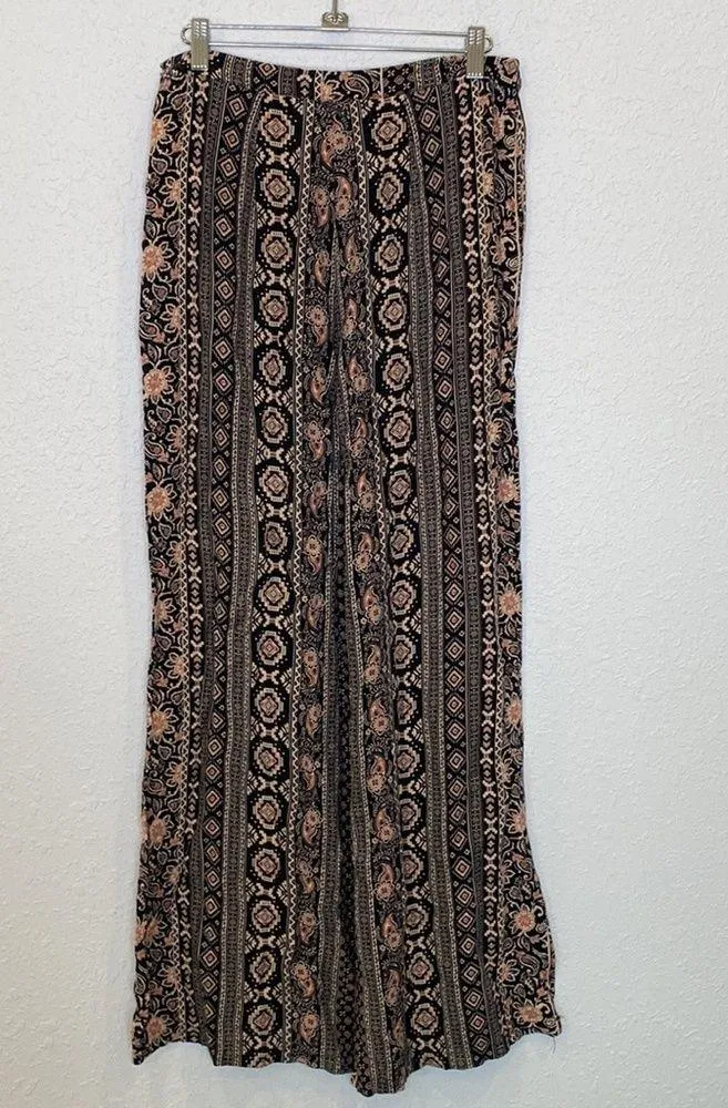 Philosophy Wide Leg Boho All Over Print Flowy Pants Sz 4 Rayon Women’s Black - Image 6