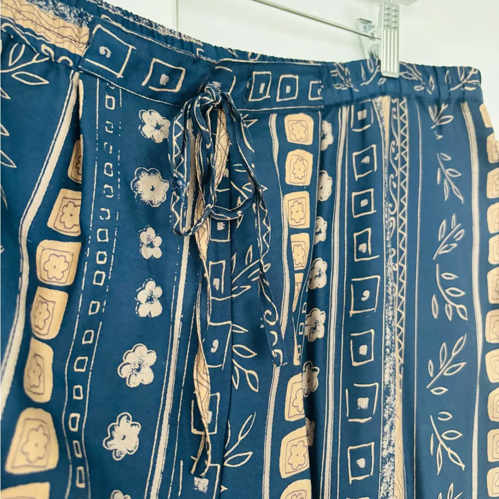 Vintage stunt silk drawstring wide leg pant size M Blue Size M - Image 3