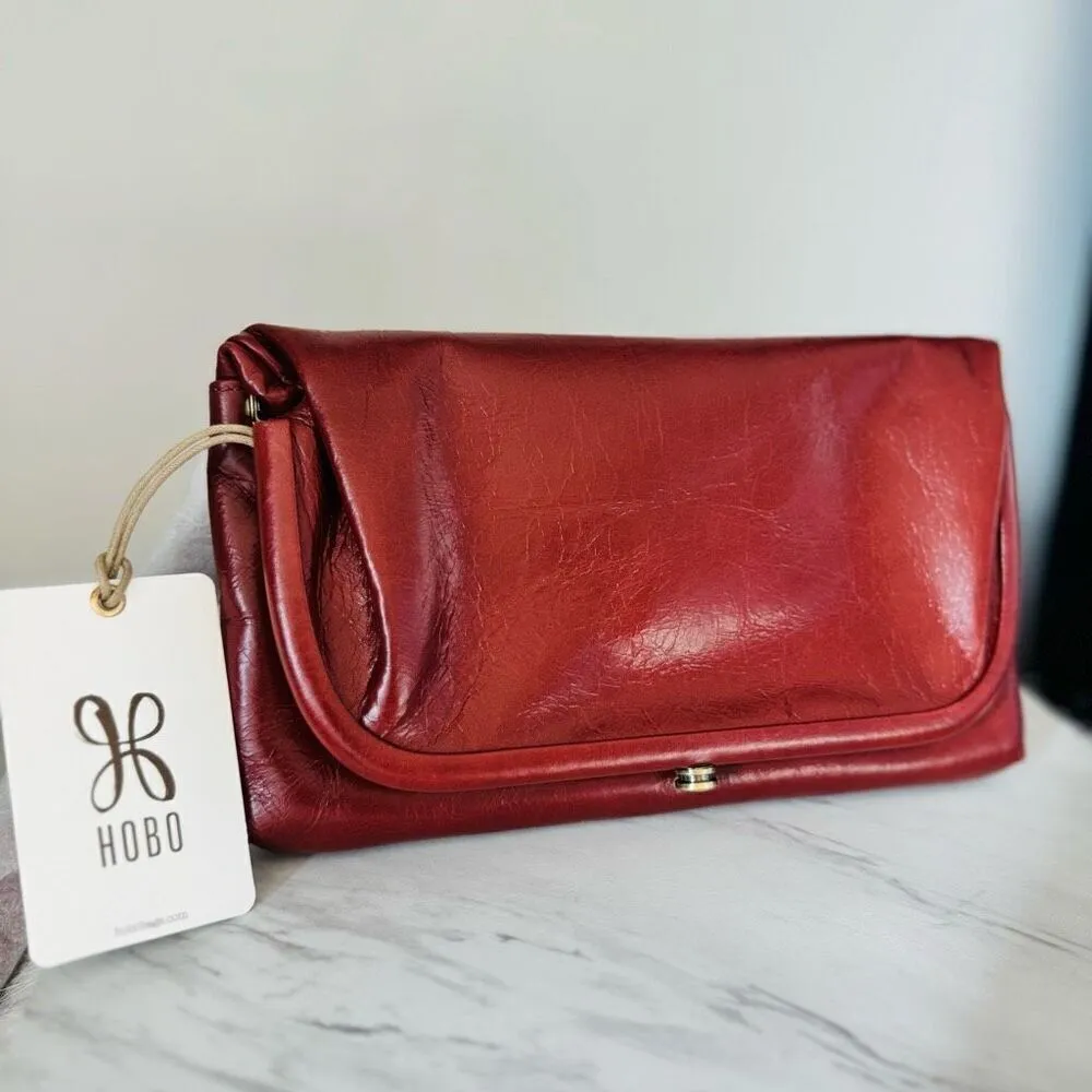 HOBO‎ LAUREN CLUTCH LEATHER WRISTLET WALLET Red Henna Luxury Leather, NWT - Image 11