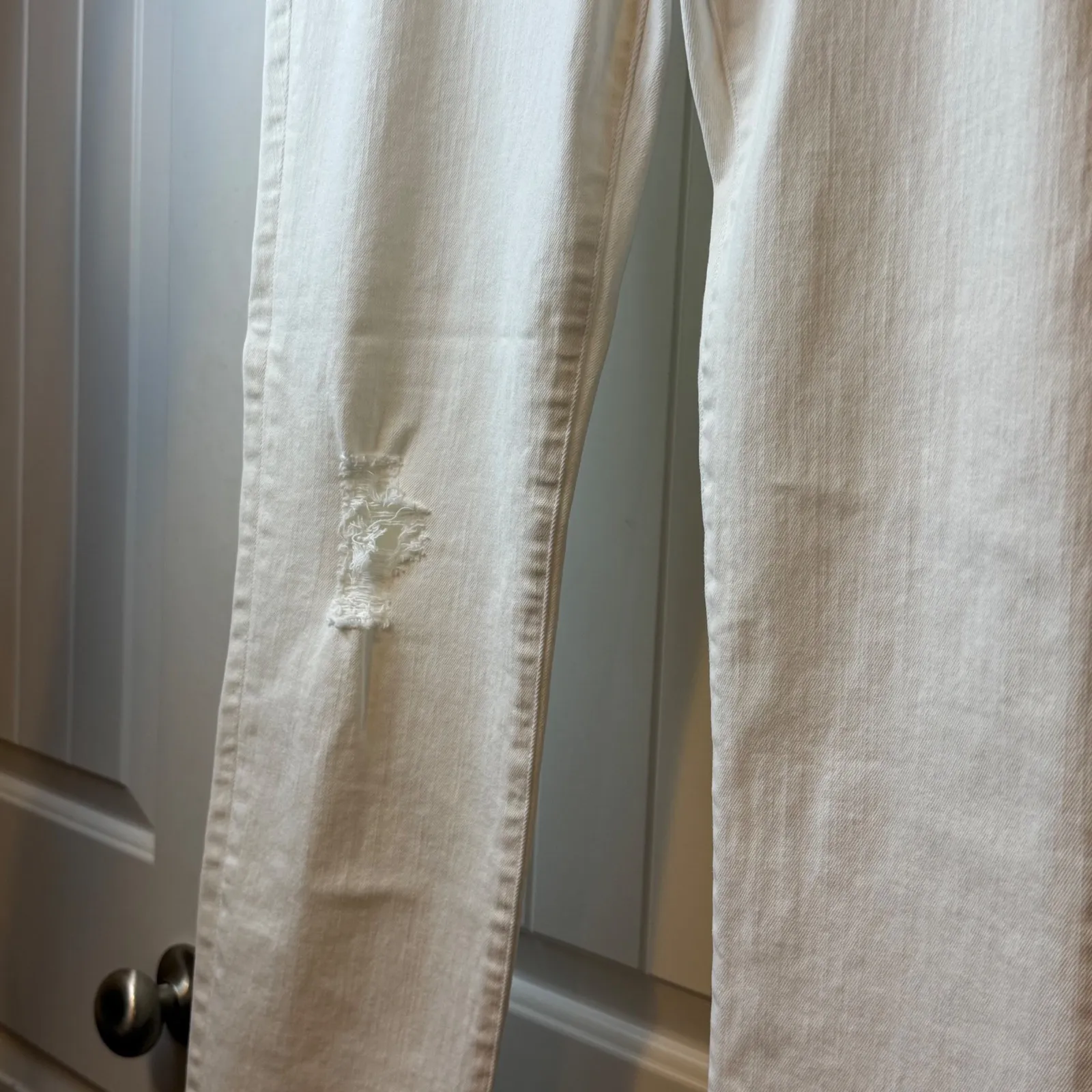 WARP+WEFT‎ JFK New York City Skinny Jeans Women's White Distressed Sz 32x29# - Image 6