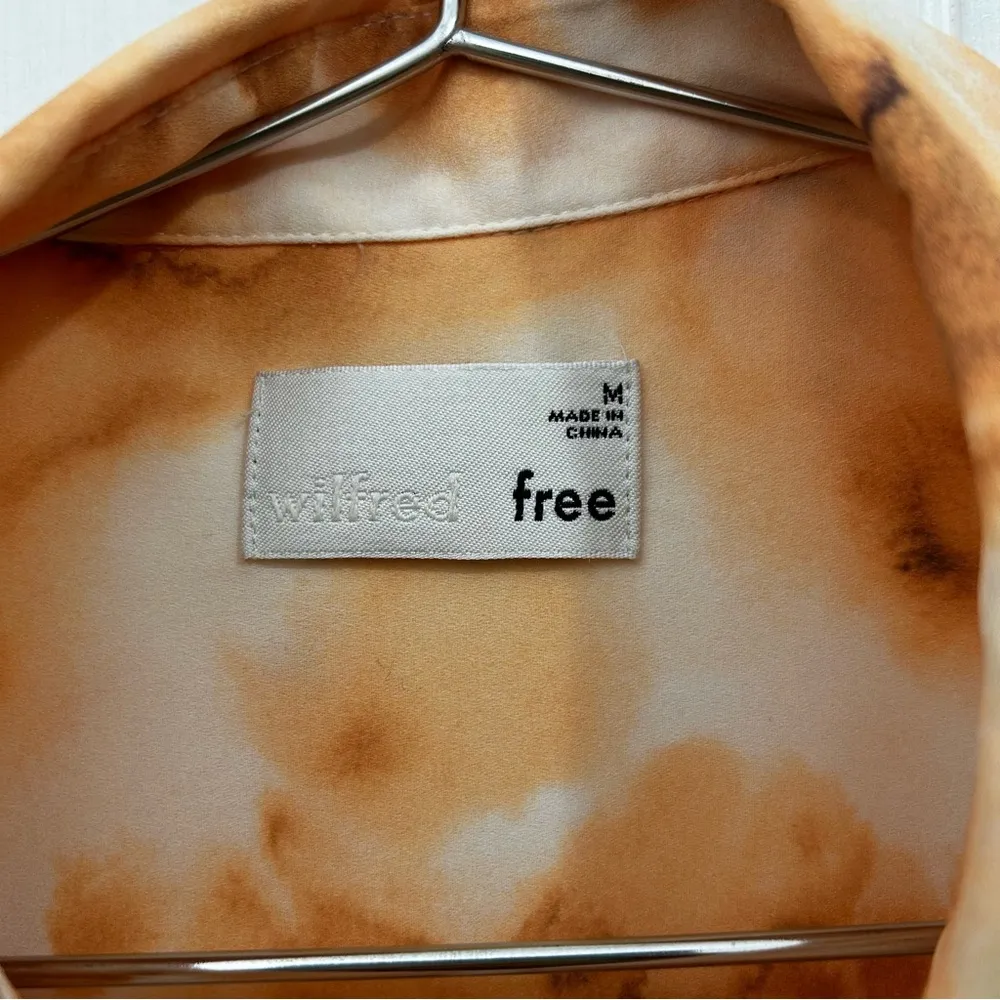 Aritzia Wilfred Free Abstract Patterned Brinley Button Shirt Oversized Medium Orange - Image 7