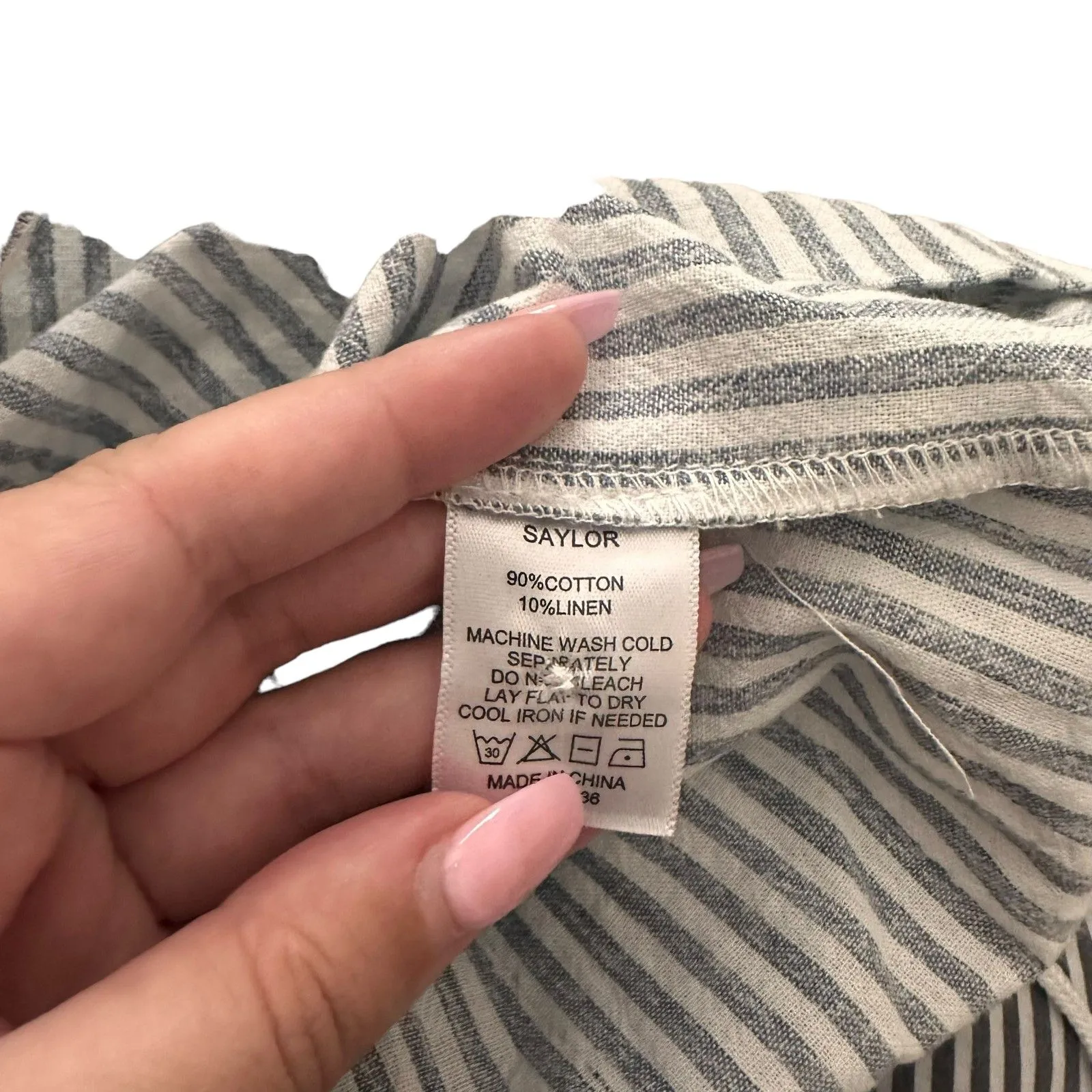 SAYLOR Hara‎ Striped Linen Romper NWT Sz Large - Image 6