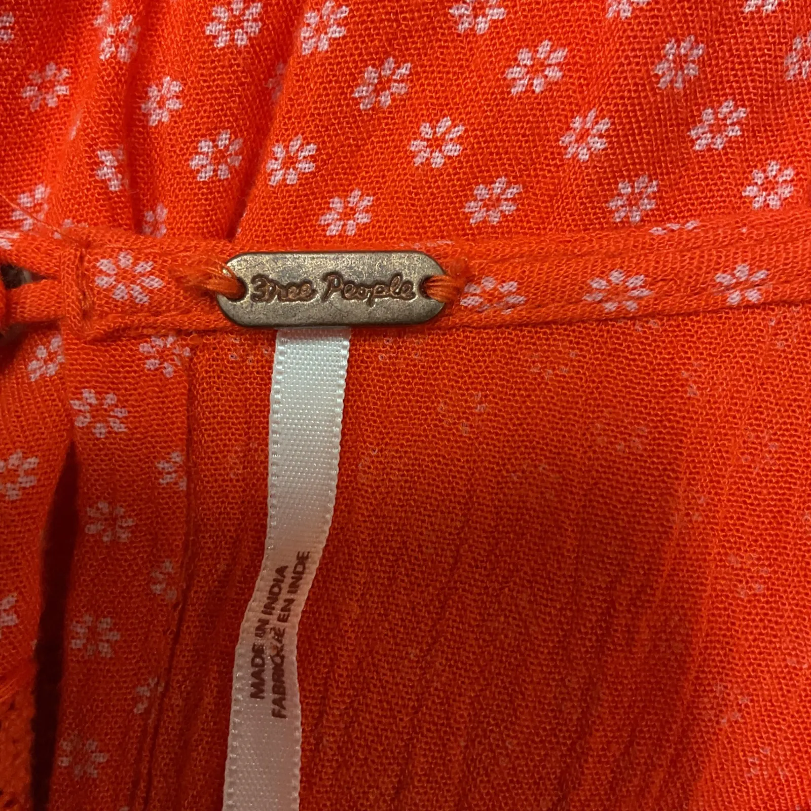 Free People Retro A-line Mini Babydoll Dress Tangerine Eyelet Size XS Oversize‎ - Image 10