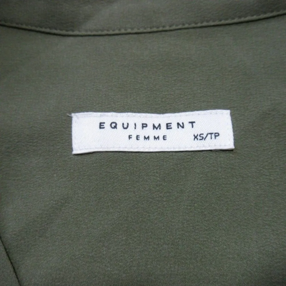 NWT Equipment Knox Blouse in Dark Green Washed Silk Lace-up Tie Shirt XS $228 - Image 3