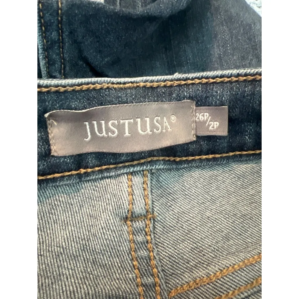 JustUSA Just USA Blue Skinny Jeans Denim Raw Hem Ankle Size 2P 26P READ - Image 5
