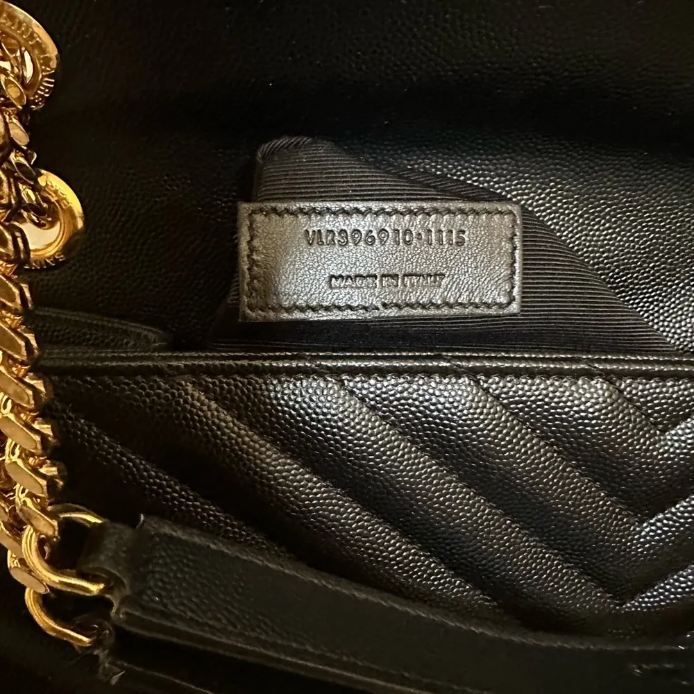 Authentic Yves Saint Laurent Large Grain Envelope Bag Black - Image 7