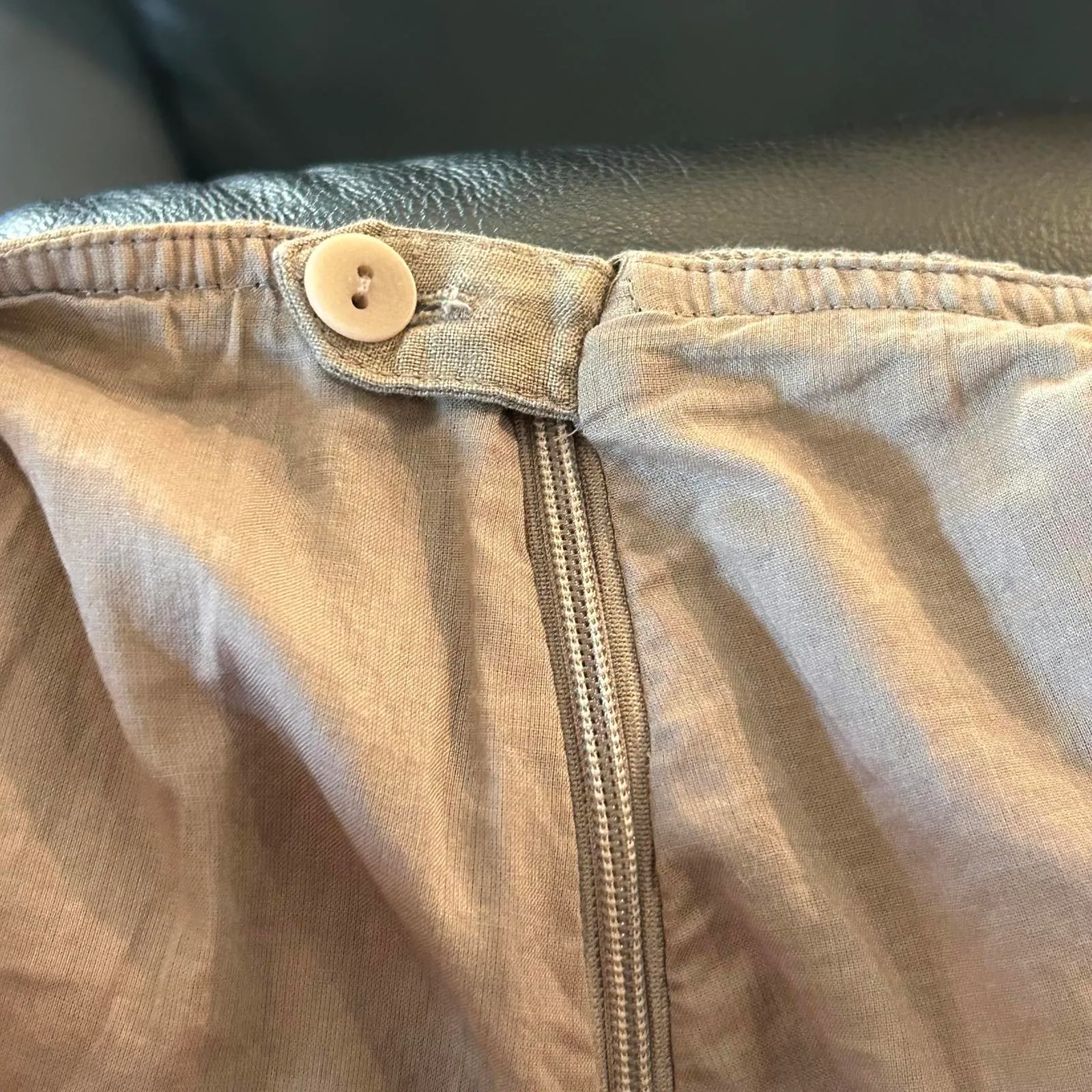 Eileen Fisher Womens Beige Linen A Line Maxi Skirt XS Preppy Boho - Image 3