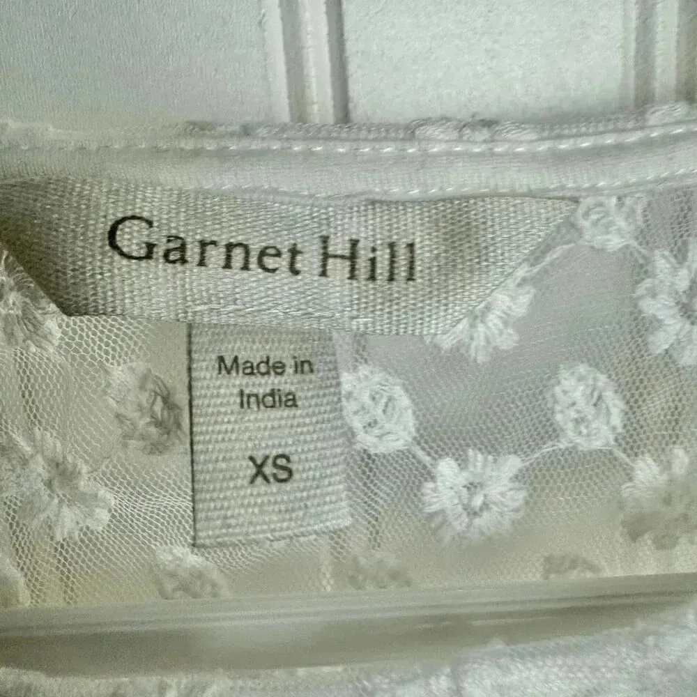 Garnet Hill sheer floral lace white blouse short sleeve no liner size XS M33 - Image 7