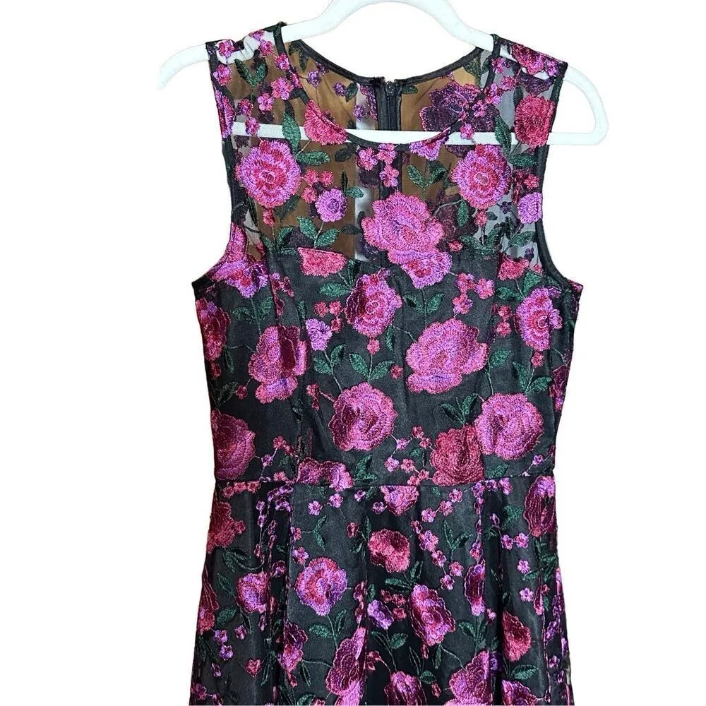 Tahari Arthur S. Levine Women's Sleeveless Fit & Flare Dress Floral Embroidery S - Image 6