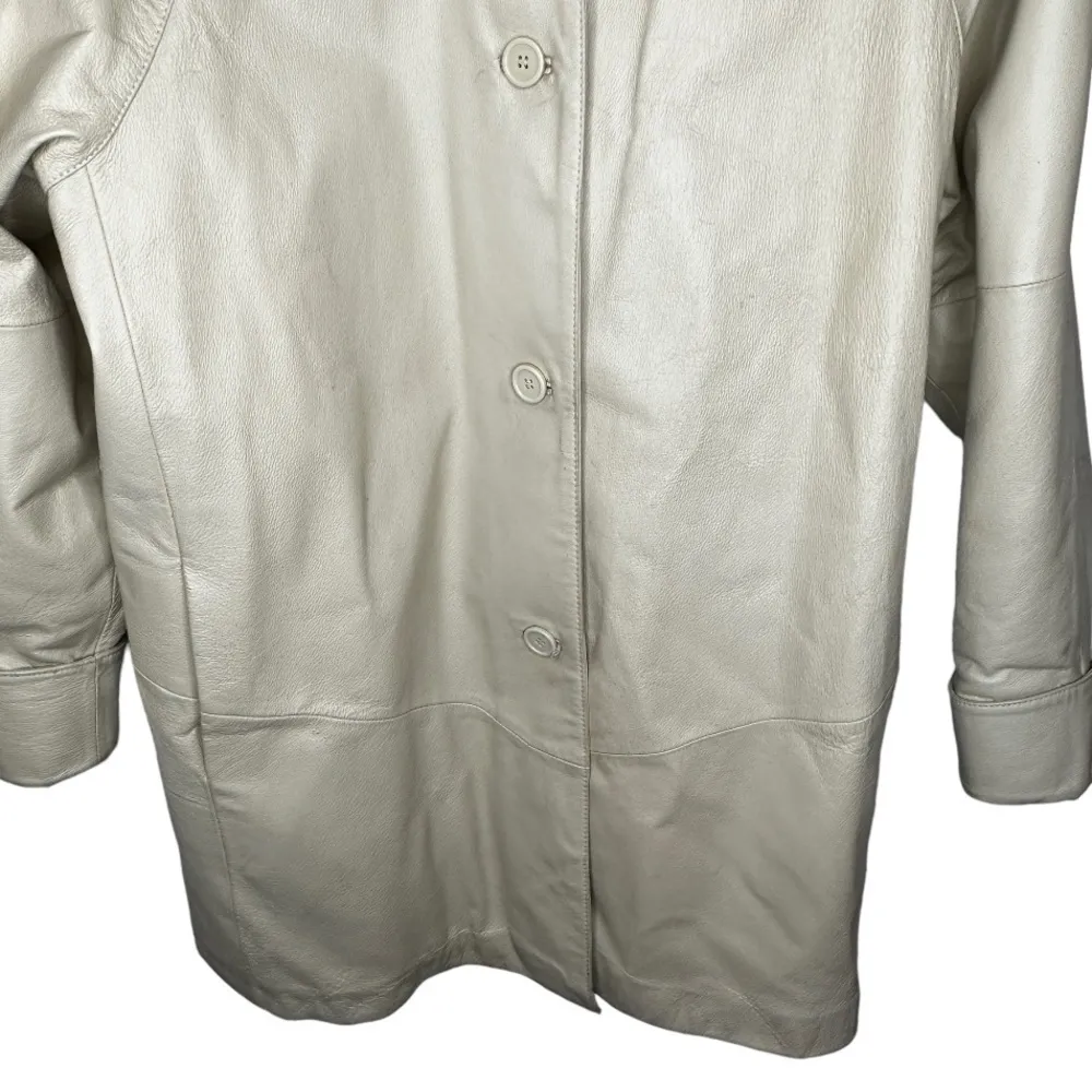 Vintage Brownstone Studio Leather Coat with Removable‎ Fox Fur Collar Size M - Image 3