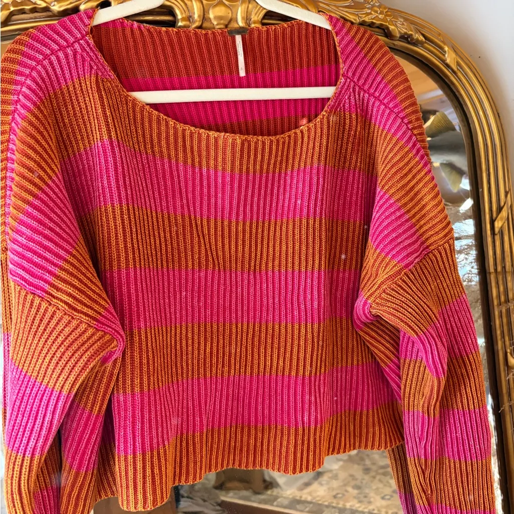 Free People Just My Stripe Cropped Sweater - Image 4