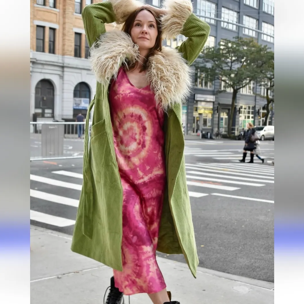 Roy G Rose Quartz Psychedelic Silk Slip Midi Dress Pink - Image 9