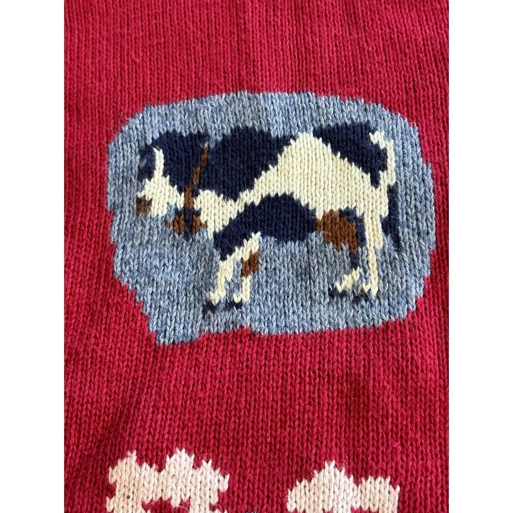 Vintage Bryn Connelly Knit Cottagecore Farm Print Cardigan Sweater Size Small - Image 2