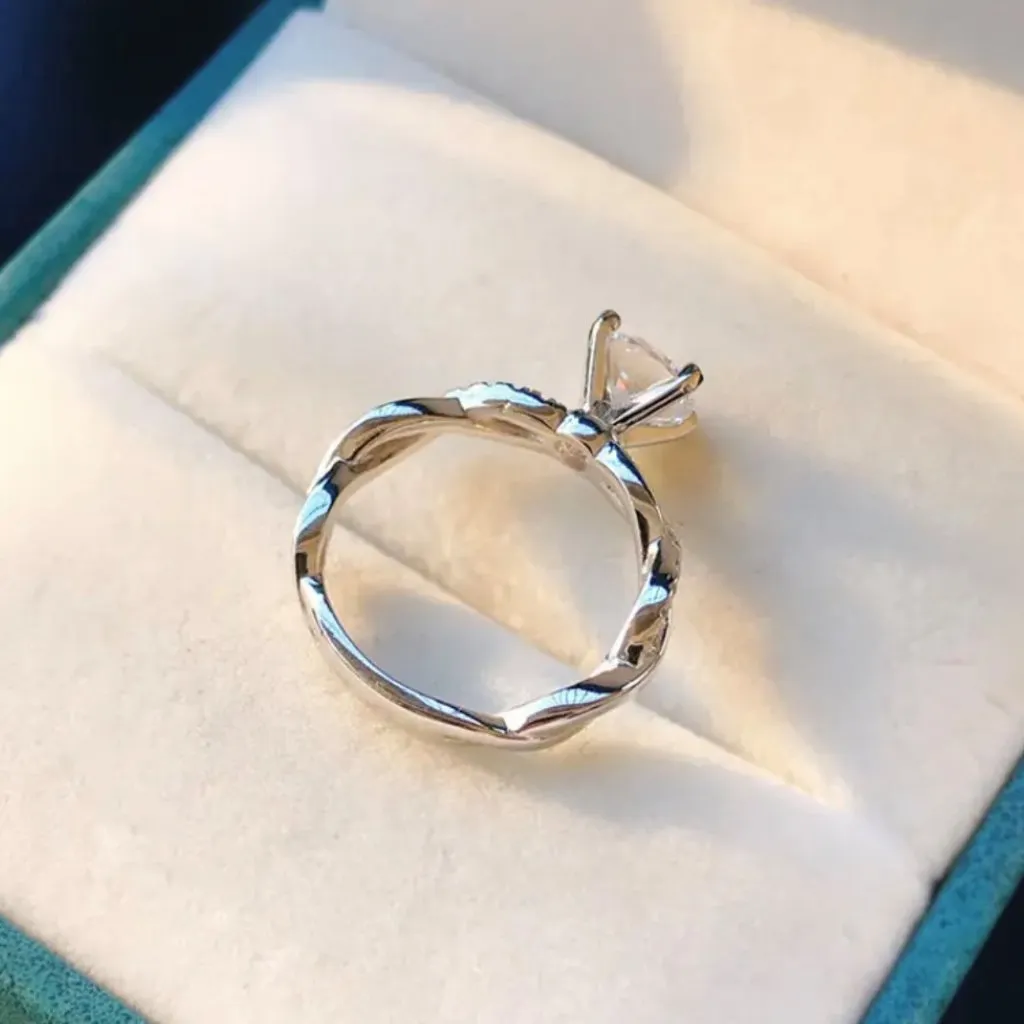 Simulated Diamond Engagement Ring 2.25 CTW Infinity Pave Sterling Silver Size 6 - Image 3