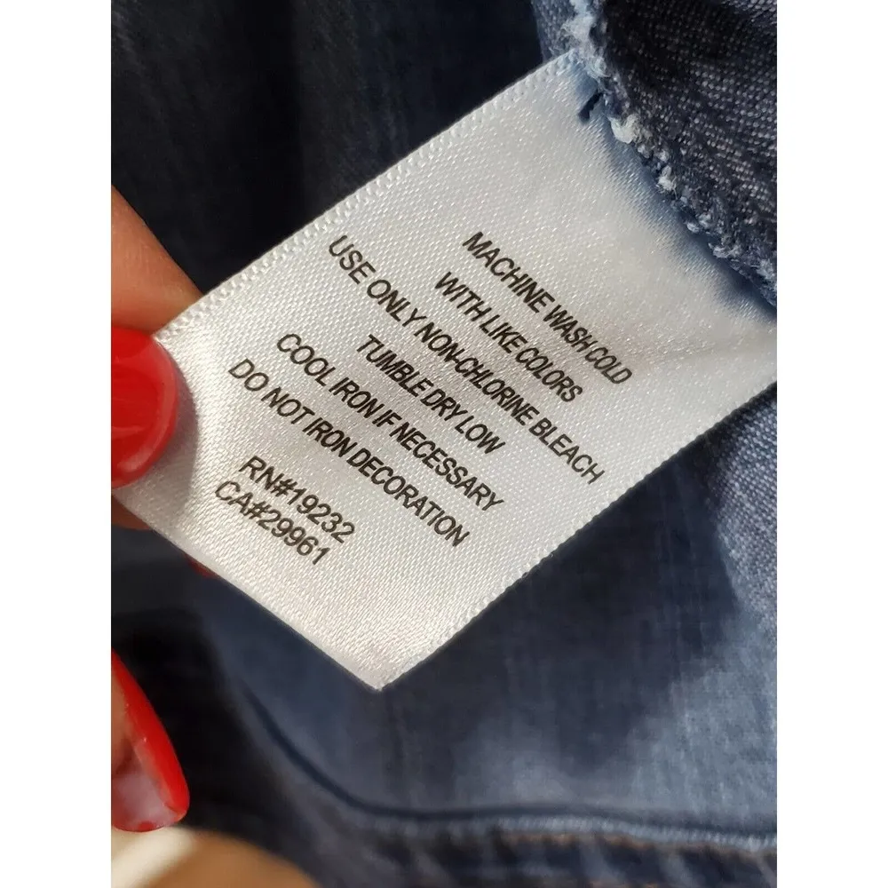 Alfred Dunner Womens Blue Denim Ramie Long Sleeve Buttons Front Jacket Blazer 20 Size undefined - Image 9