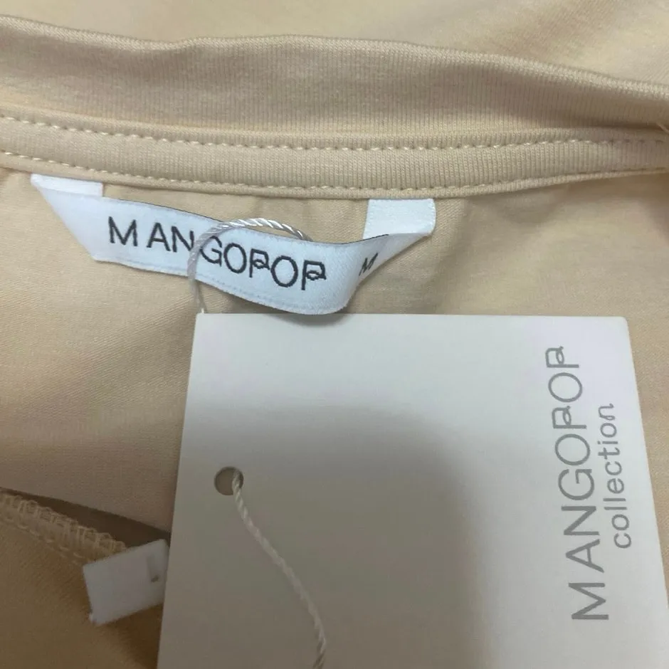 NEW Mangopop Beige Nude Short Sleeve Crew Neck T Shirt Tee Bodysuit Top Size M - Image 3