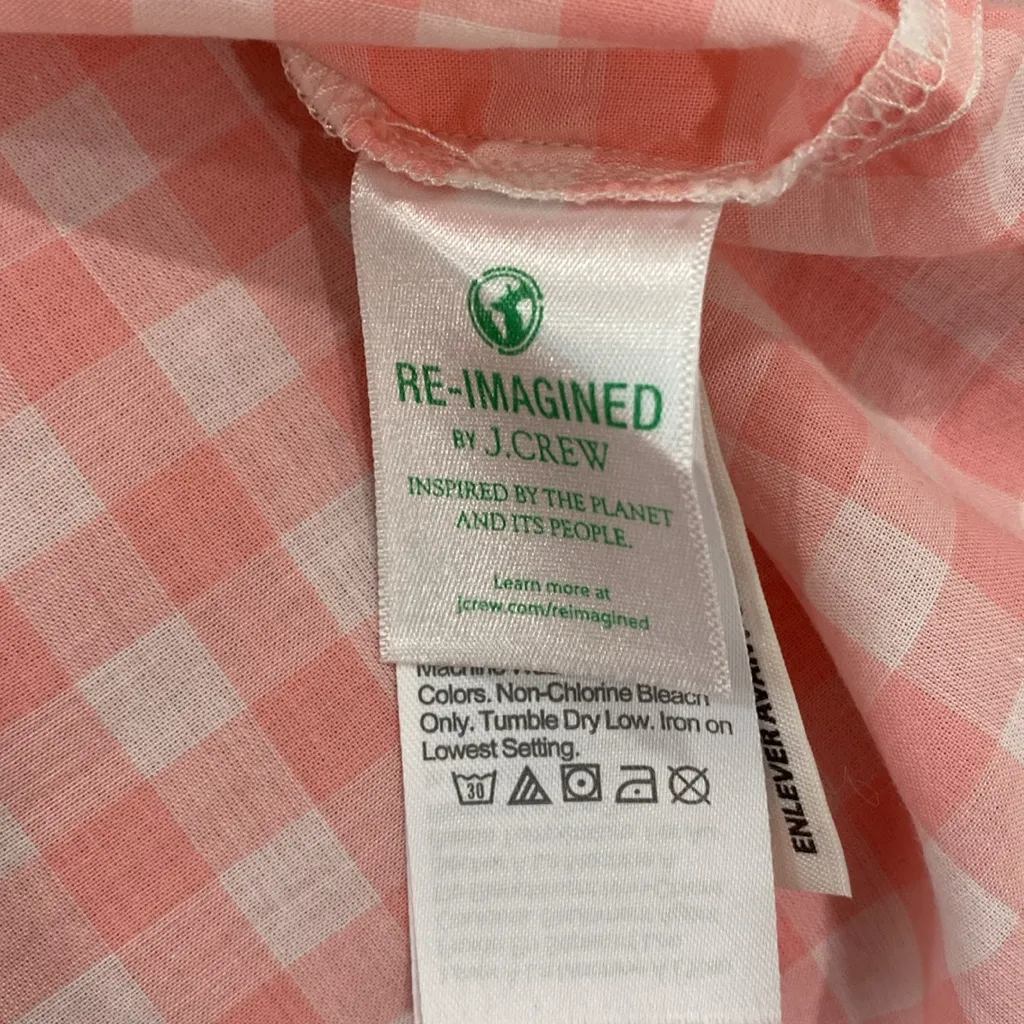 J. Crew Pink Gingham Ruffle Blouse size Small - Image 8