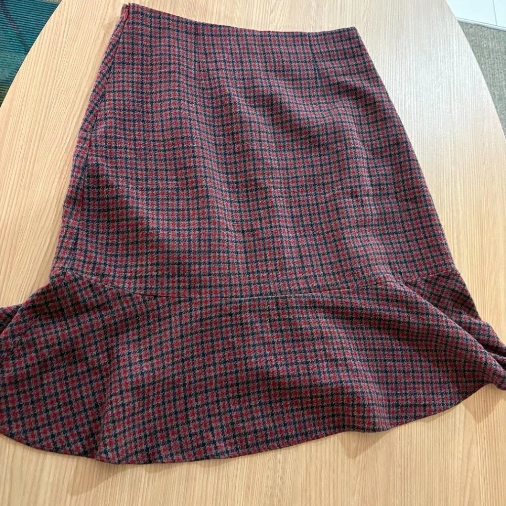 8 Seconds Check Skirt Medium 70 CM Ruffle Hem Side Zip Polyester Acrylic Wool Gray - Image 3