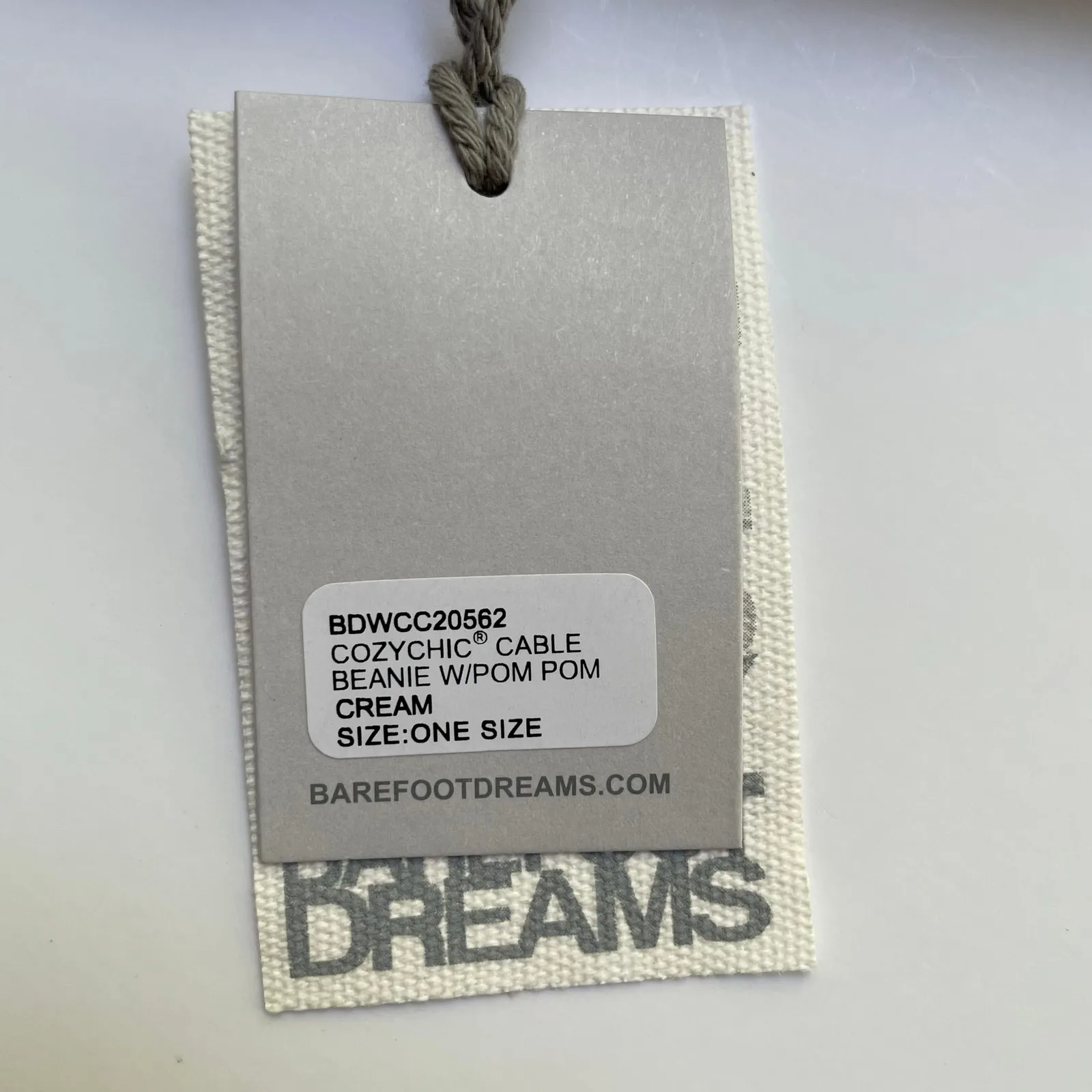 Barefoot Dreams Cozychic Cable Beanie with Pom Pom Cream NEW - Image 7