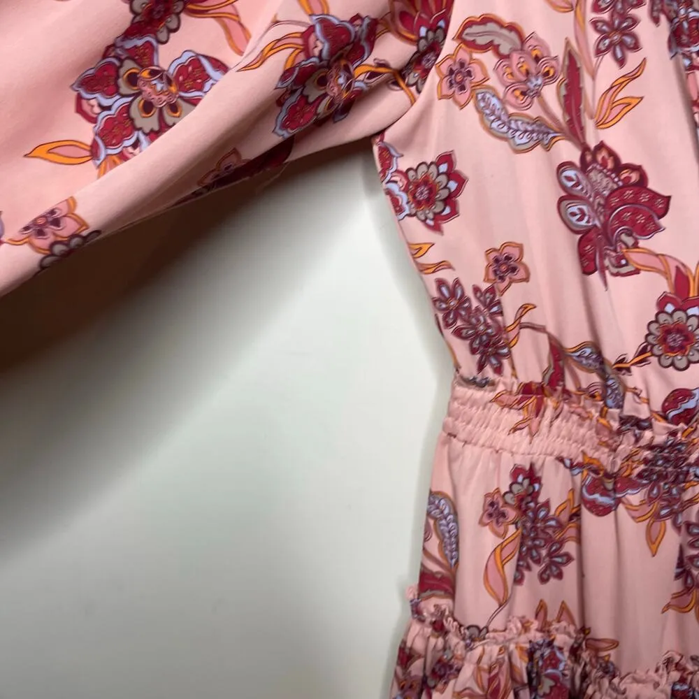 MISA Women's Lorena Mini Floral V neck Ruffle Skirt Dress sz S - Image 8