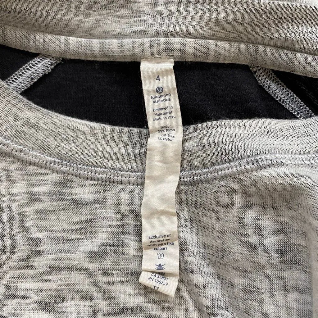 Lululemon Gray Long Sleeve Athletic Top Size 4 Lightweight Stretch - Image 3