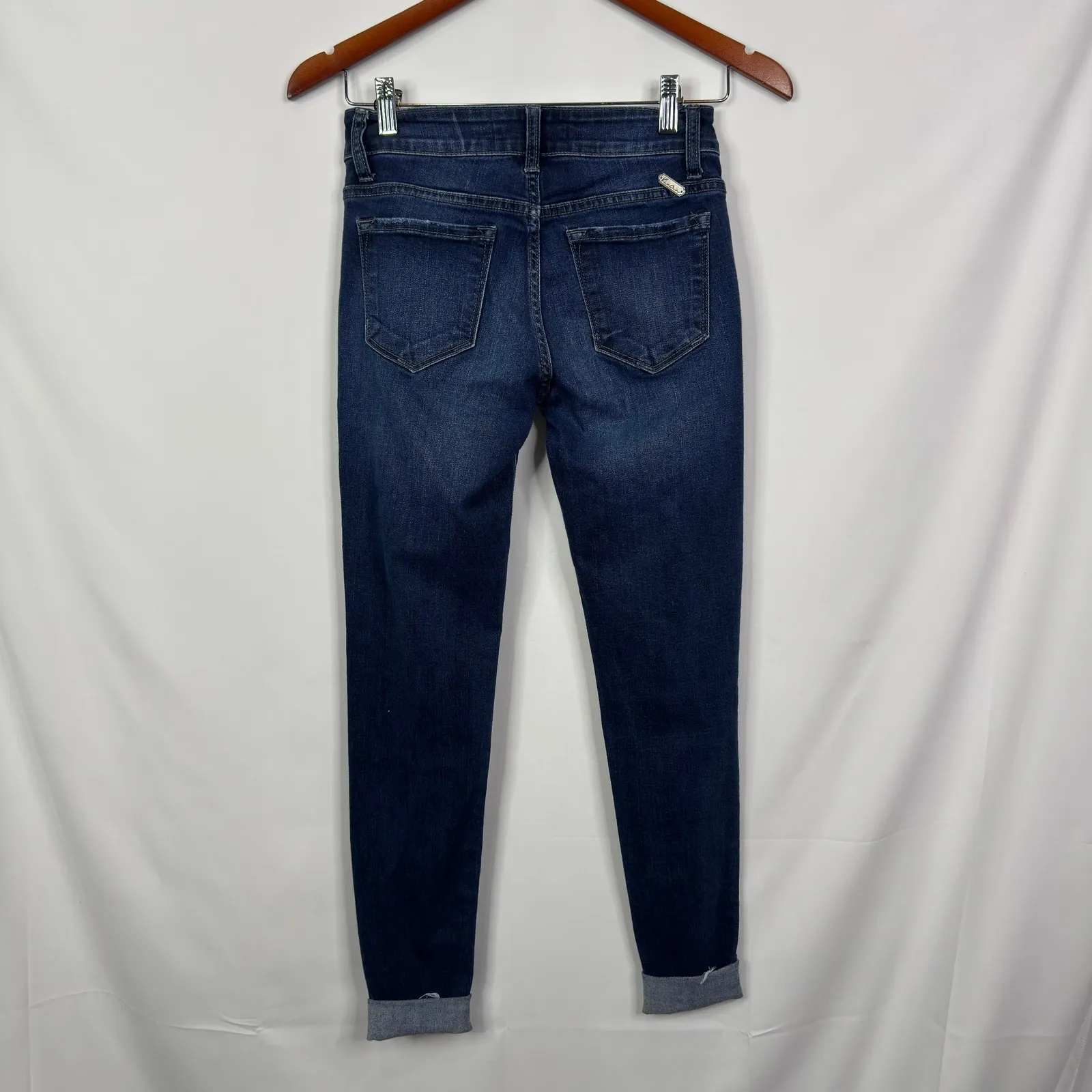 KanCan Distressed Skinny Jeans Dark Wash W3 25 High Rise Ripped Blue - Image 6