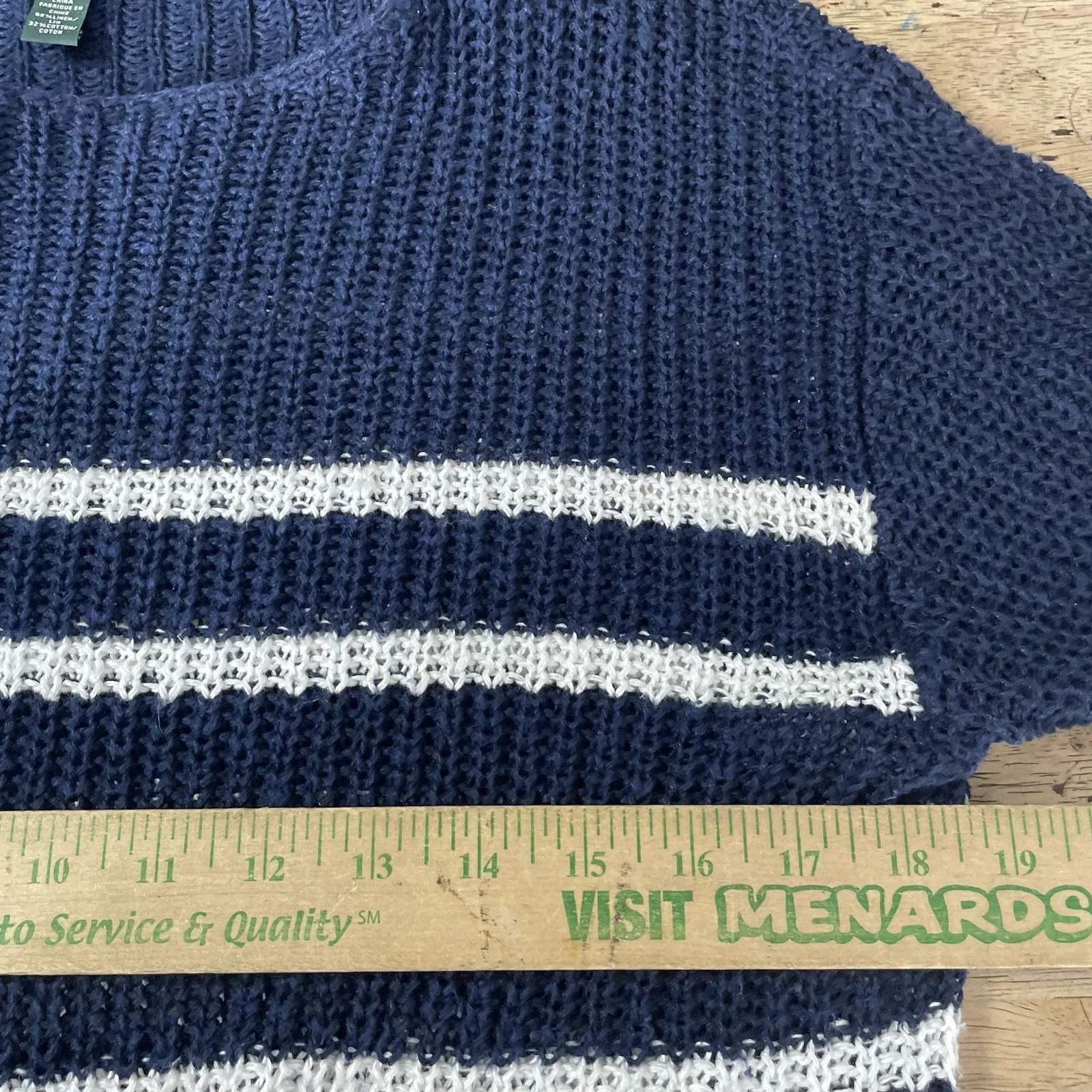 Ralph Lauren Linen Cotton Blue White Striped Fisherman Sweater Women's Size M - Image 5