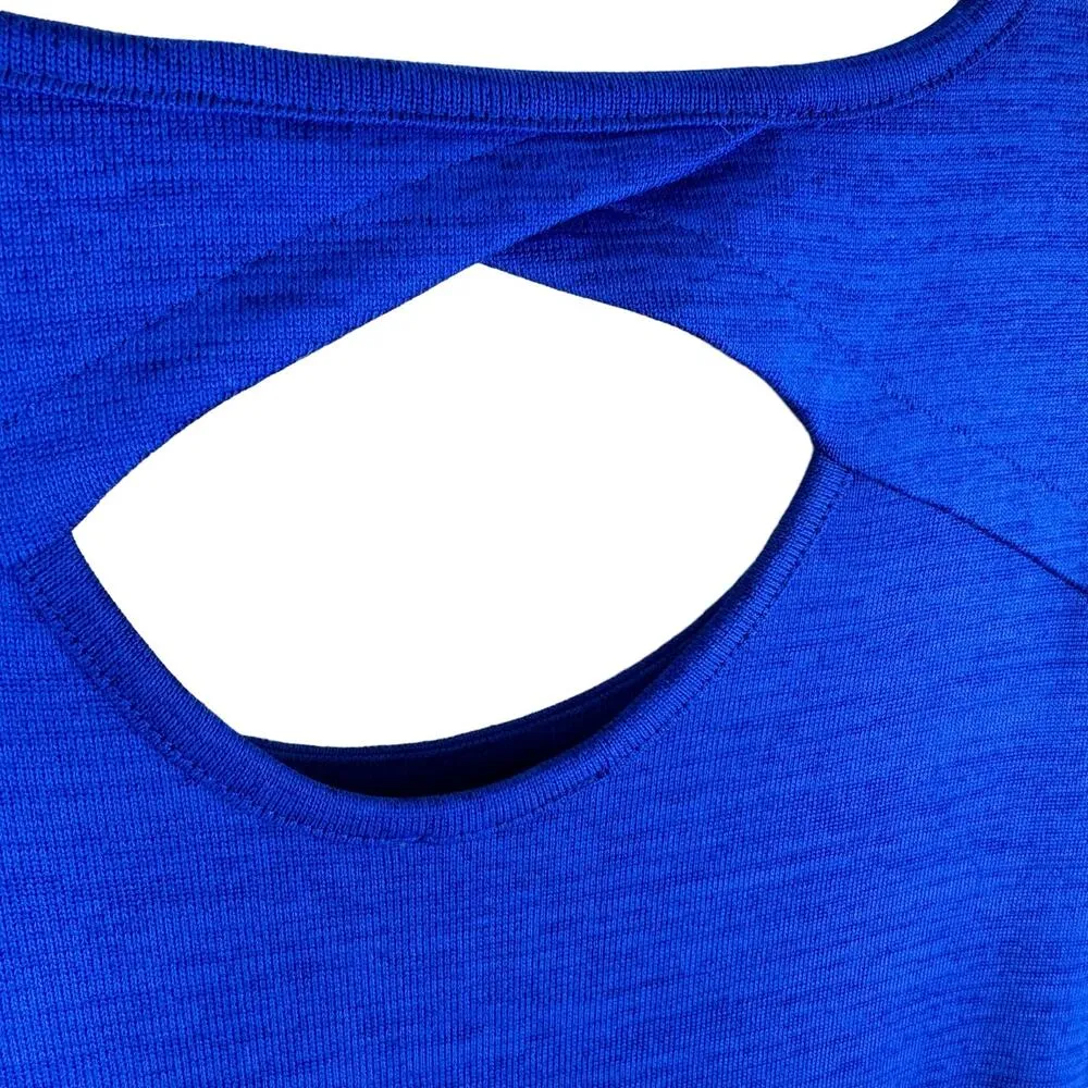 T By Talbots Royal Blue Cap Sleeve Scoop Neck Knit Maxi Dress Pockets Size S - Image 3