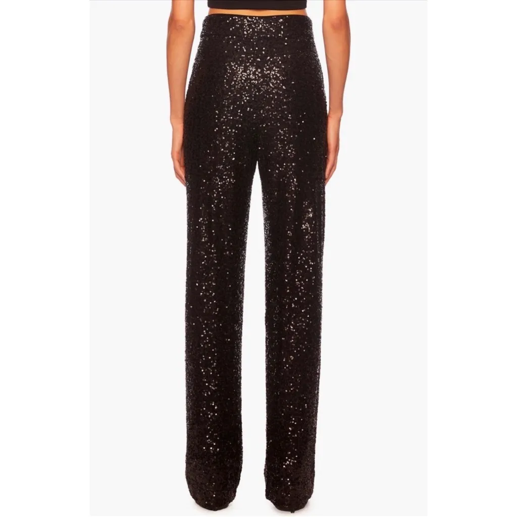Susana Monaco NWT Black Sequin Wide Leg Pants SIZE SMALL - Image 2