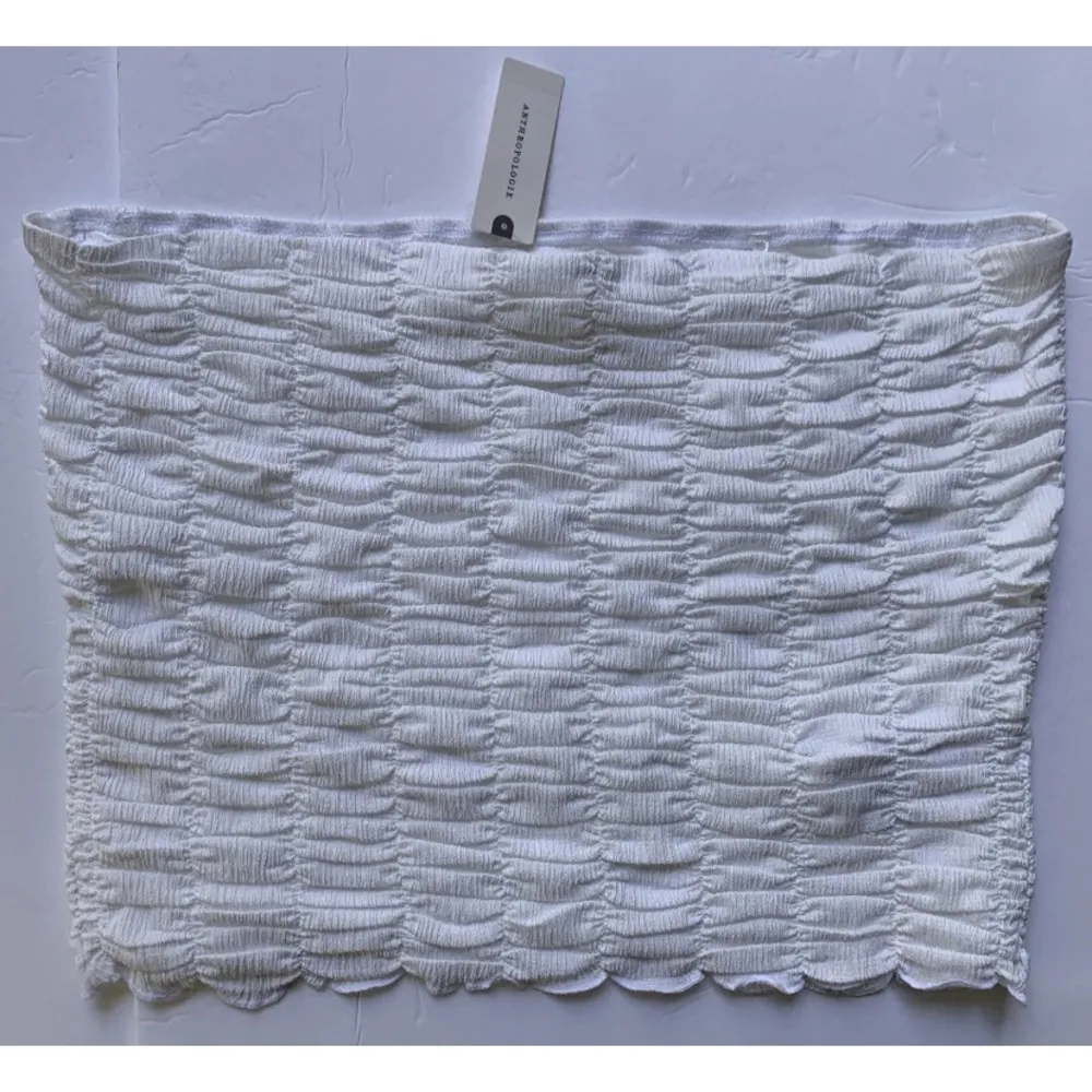 Anthropologie white extreme ruched tube top XL New NWT strapless shirt RARE HTF - Image 10
