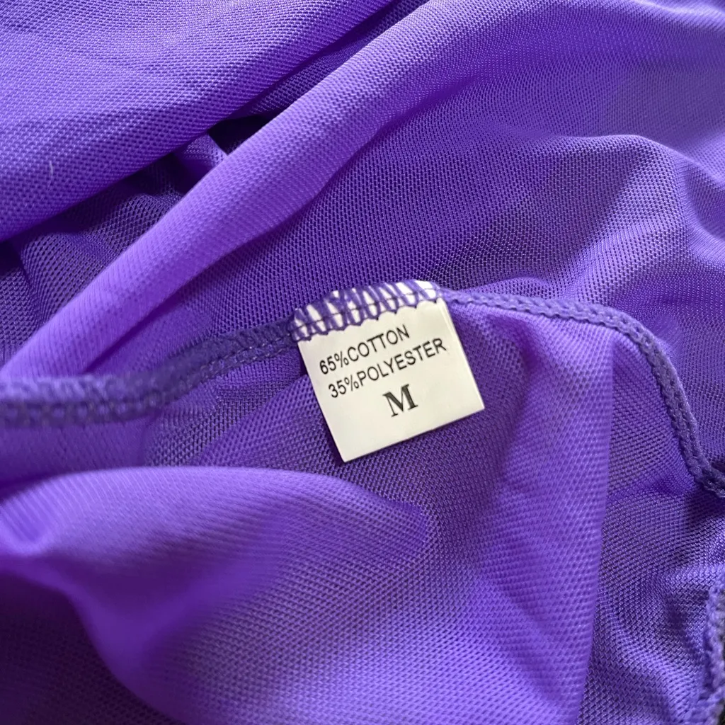 Purple & Black Sheer Lace Sexy Babydoll Dress Lingerie Sleepwear Women’s M EUC Size M - Image 4