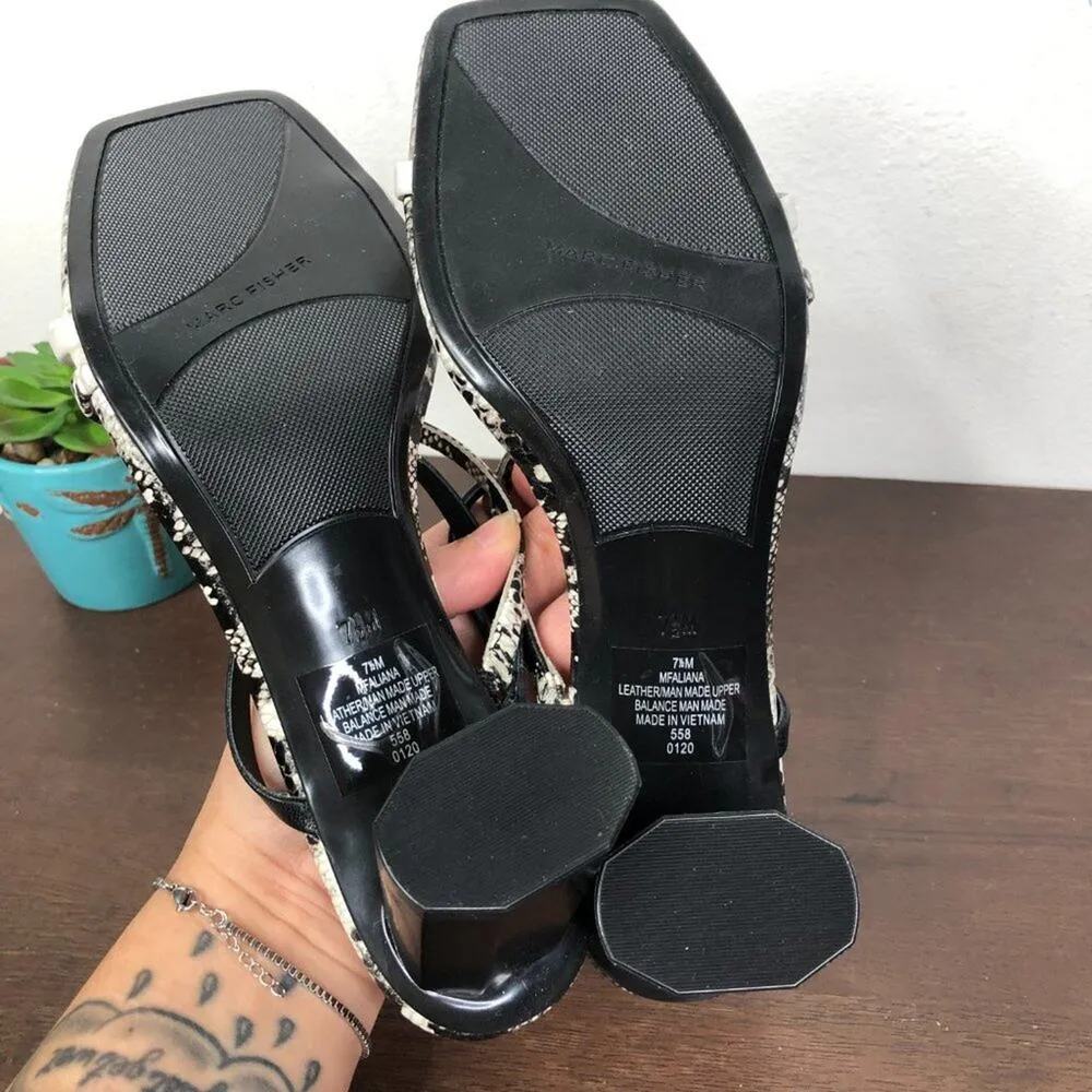 NEW Marc Fisher Aliana Snake Print Leather Heeled Strappy Sandals Size 7.5M - Image 4