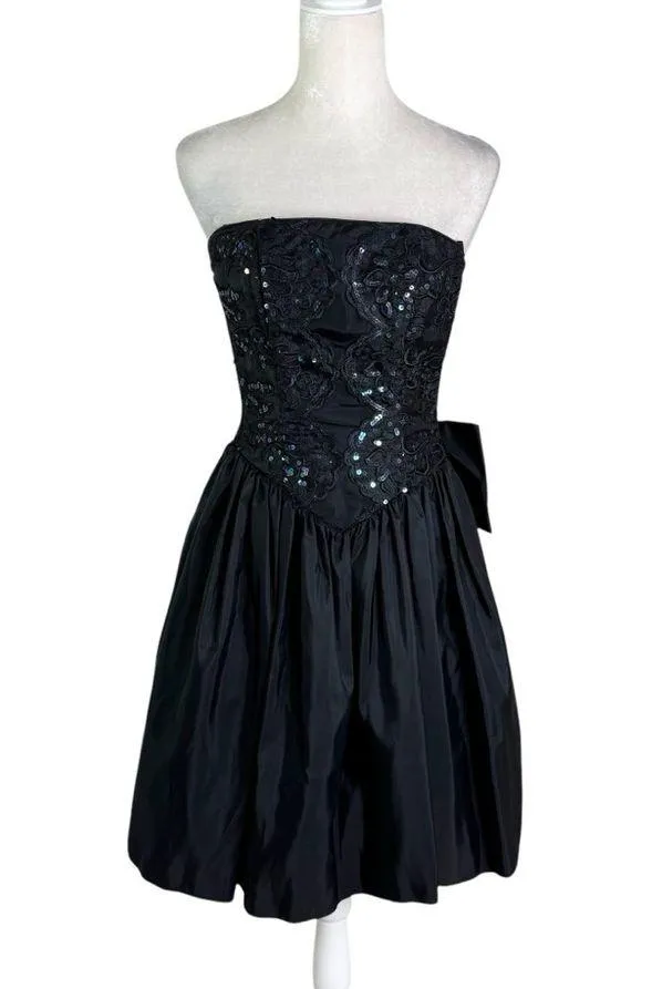 Vintage 80’s Gunne Sax Jessica McClintock Strapless Sequin Satin Mini Dress 3/4 - Image 9