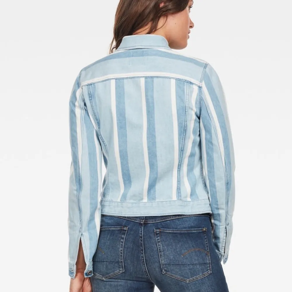 G-Star Raw Light Wash Striped Denim Jacket Slim/Trucker Style Size XS - Image 3
