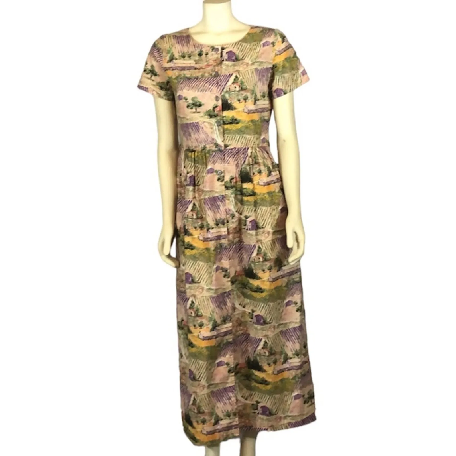 90s Designs by Margaret for O’Shea’s market Ireland, Countryside print dress 6 - Image 2